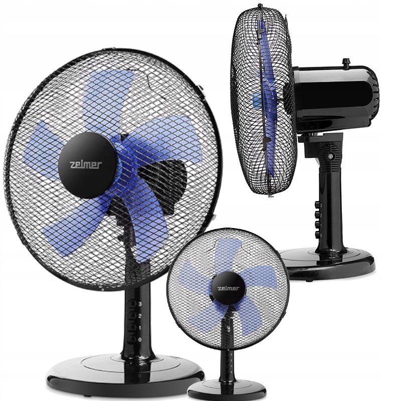 Elegantní černý stolní ventilátor Zelmer