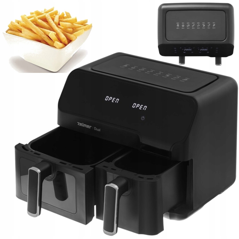 Multifunkční horkovzdušná fritéza Zelmer ZAF9000 Dual se dvěma komorami