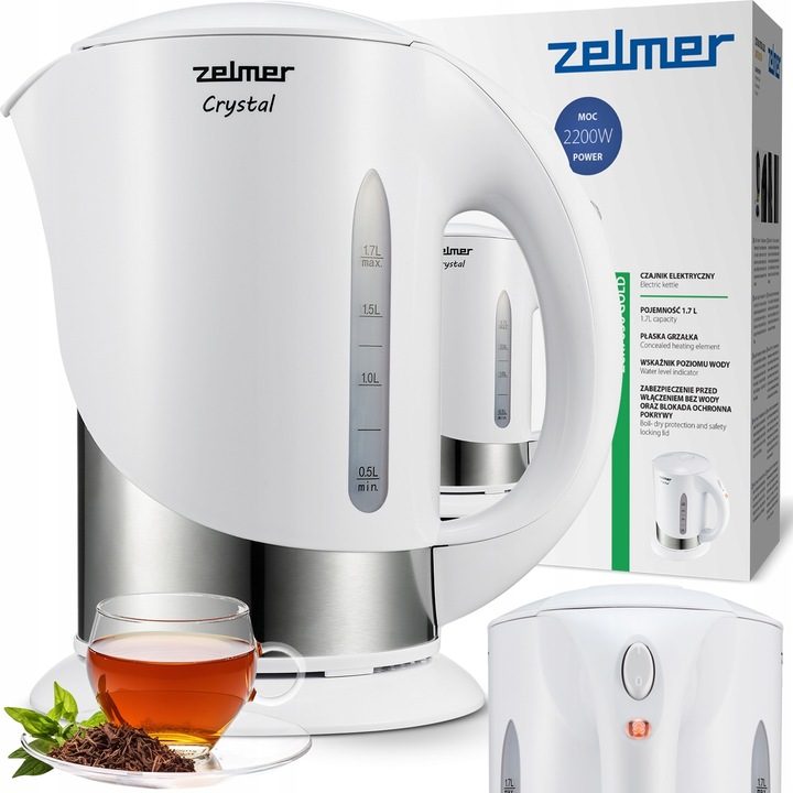 Elektrická varná konvice Zelmer ZCK7630W 2200 W 1,7 l bílá - celkový pohled