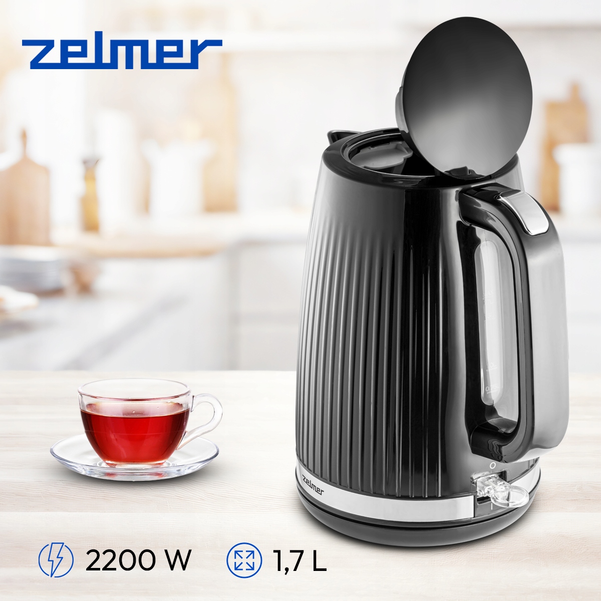 Černá konvice Zelmer ZCK7655 s výškou 24 cm