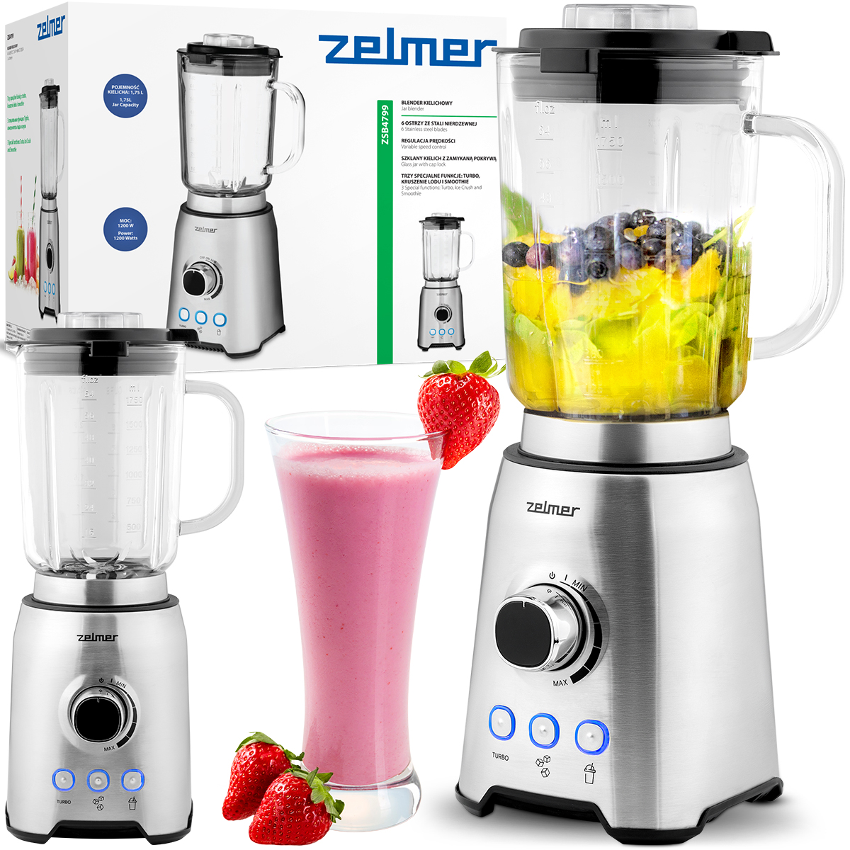 Stolní mixér Zelmer ZSB4799 - celkový pohled na výkonný kuchyňský mixér