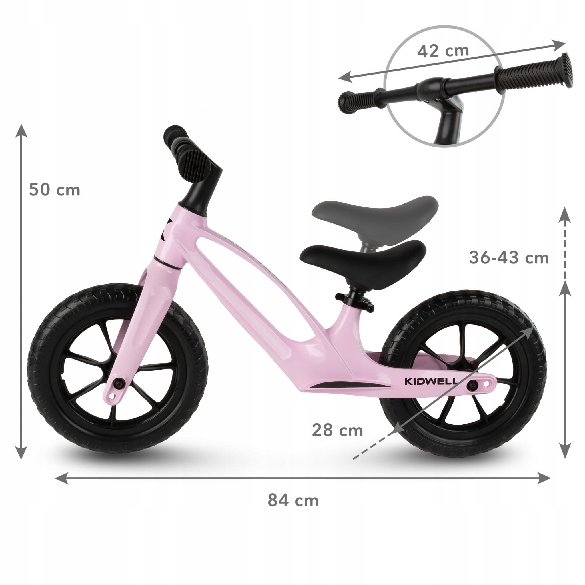 Stylové růžové odrážedlo Kidwell VITO pro snadnou výuku rovnováhy