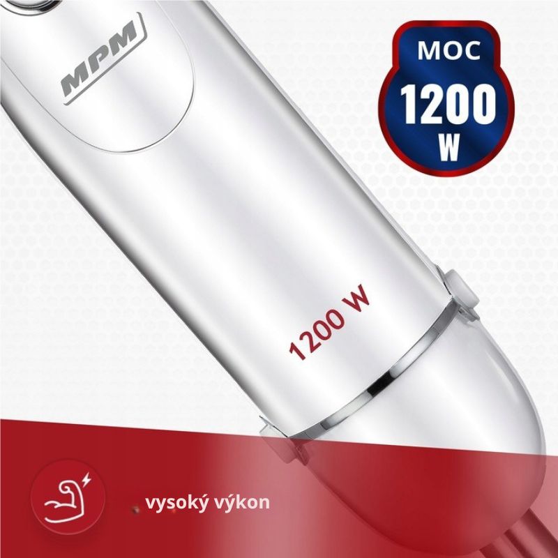 Detailní pohled na ovládací prvky a 12stupňovou regulaci rychlosti mixéru MPM